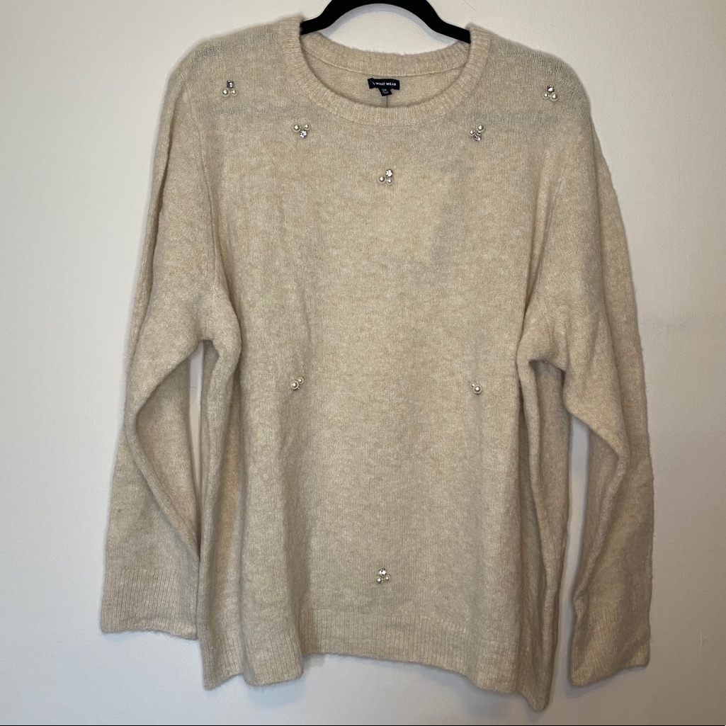 Who What Wear Birch Embellished Sweater